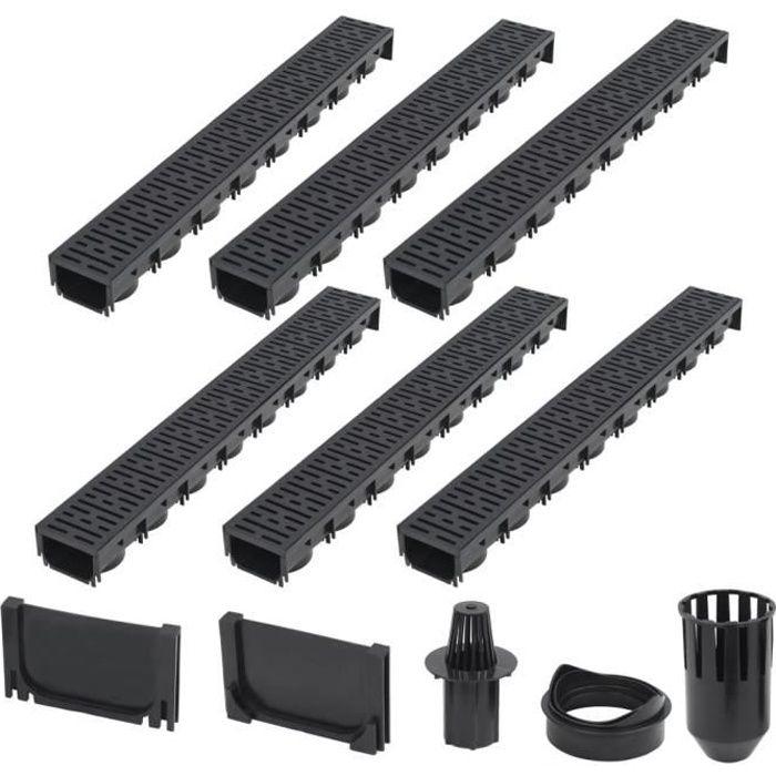 Drainage Channels - VIDAXL - 6 Pcs - Plastic - Black - Exterior