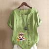 Women's Fashion Owl Reading Prined Short Sleeve T-shirt Loose Cotton Shirt Casual Loose Summer Blouse Tops Plus Size