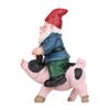 Landscape Female Goblin Statue Miniature Dwarf Figurine Fairy Garden Decorations Riding Pig Gnome