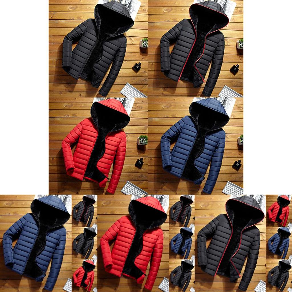 Стильная мужская куртка с капюшоном и утеплителем для зимы с теплым дутым дизайном