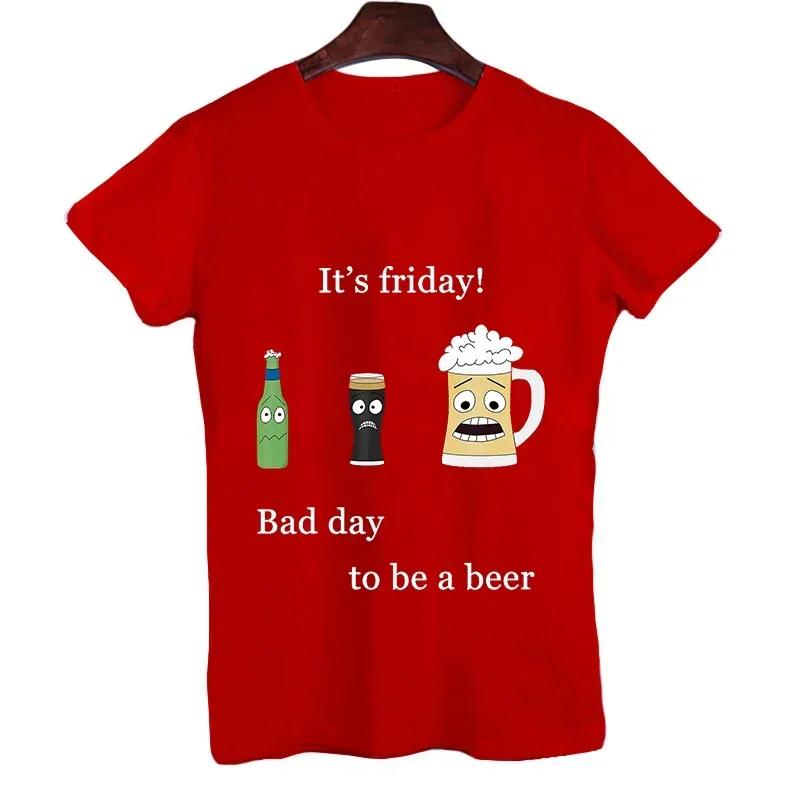 2023 Мужская футболка It's Friday Bad Day To Be A Beer Смешная мужская футболка Мужская лучшая брендовая новая мужская футболка с коротким рукавом