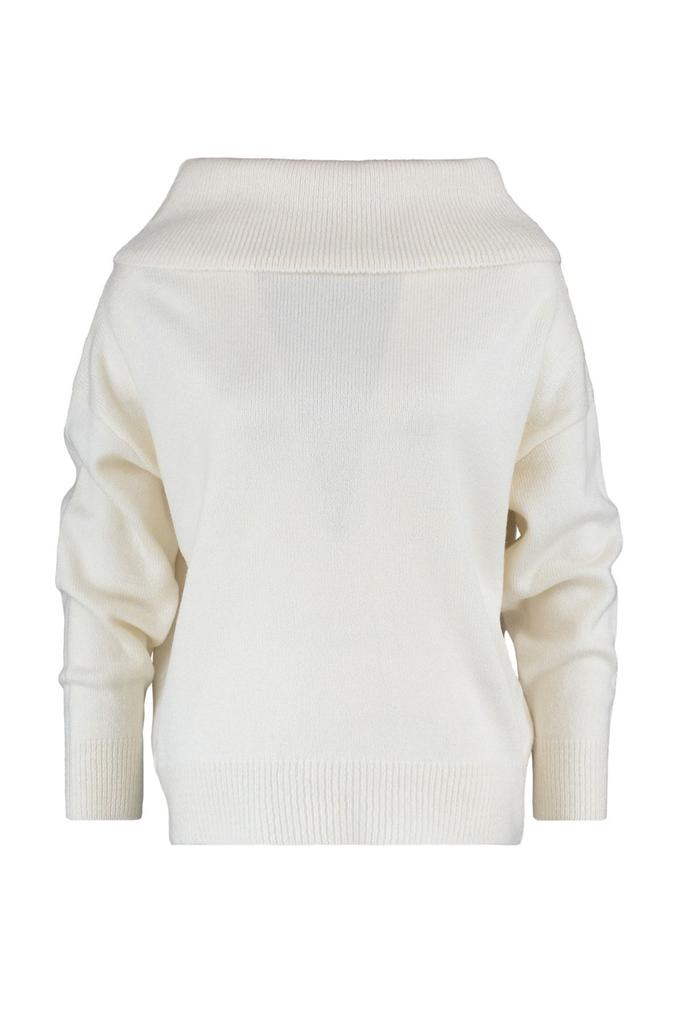 Women's Fashion Stylish Plus Size Sweater Brown Carmen Collar Knitwear Sweater