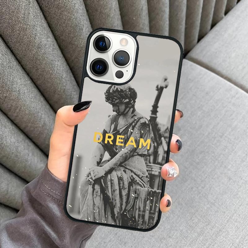 Гипсовая статуэтка Скульптура Цитаты Чехол для телефона Для iPhone 17 Air 16 16e 15 13 14 Pro Max 11 12 Plus 2022 MAX Чехол coque