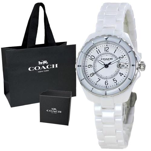 Coach Women's Ceramic Bracelet Watch with Shopper Bag (14503462-sp)