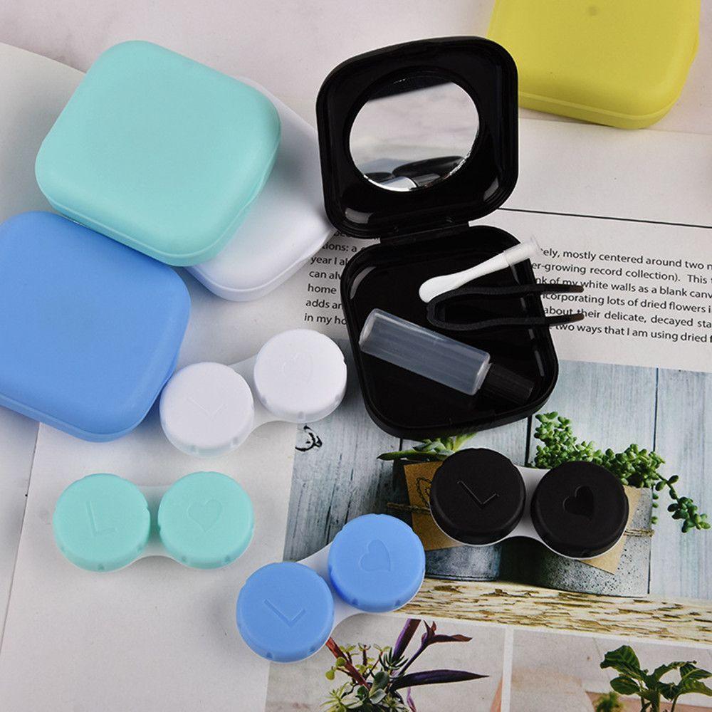 Easy Carry Travel Container Colorful Contact Lens Case Contact Lenses Box Mini Square with Mirror