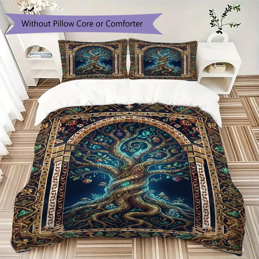 Tree of Life Pattern Bedding uilt Set uilt Cover Pillowcase Home Decoration Birthday Gift (1 * duvet cover + 2 * pillowcase without core)146