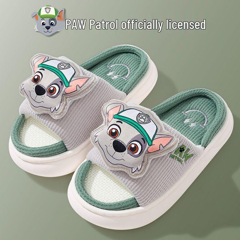 Paw Patrol 3D Cartoon Kids Non-Slip Indoor Slippers for Boys & Girls - Spring/Autumn Linen
