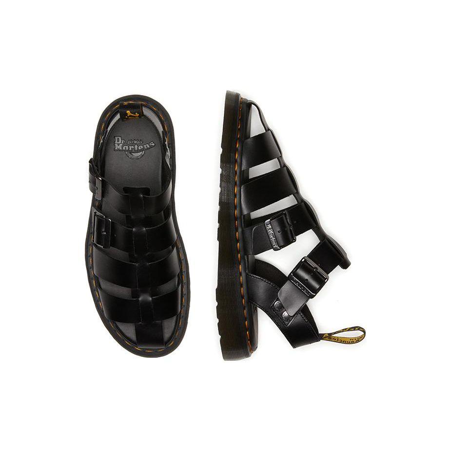 Dr. Martens Leather Soft Comfortable Hollow Out Roman Sandals Unisex Sandals Black 30766001