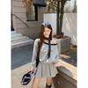 Kumikumi Pure Desire Style Suit Oblique Shoulder Temperament Long Sleeve Sweatshirt Female Autumn High Waist Slimming Pleated Skirt Two-piece Set