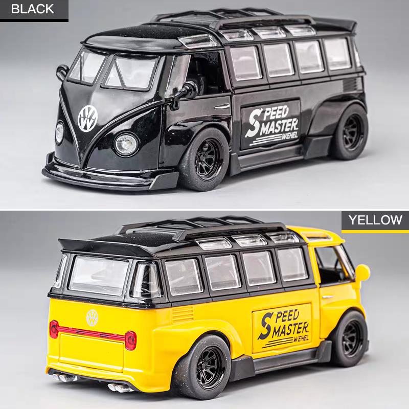 DDM Volkswagen T1 Transporter Автобус Модифицированный Симуляция Литой и Игрушечный Транспорт Звуки и Свет Инерционная Машина 1:Модель из сплава 32