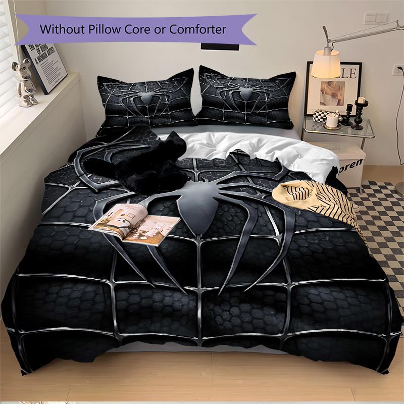 Spiderman Black Suit Print 3Pcs Bedding Setduvet Cover With 2 Bedropillowcase Home Birthday Gift