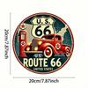 Винтажная металлическая жестяная табличка Route 66 Ретро Автомобиль Бензоколонка Настенное искусство Декоративная табличка Гараж Мужская берлога Декор Подарок
