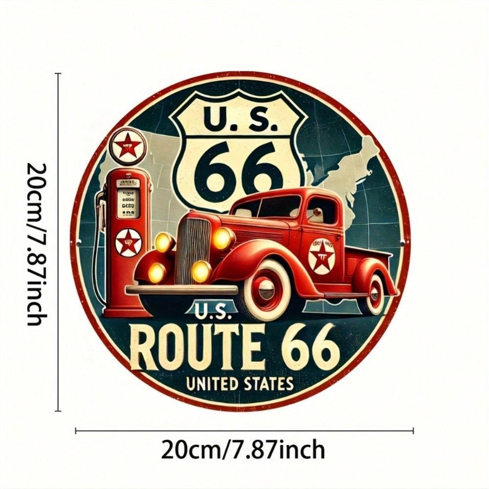 Винтажная металлическая жестяная табличка Route 66 Ретро Автомобиль Бензоколонка Настенное искусство Декоративная табличка Гараж Мужская берлога Декор Подарок