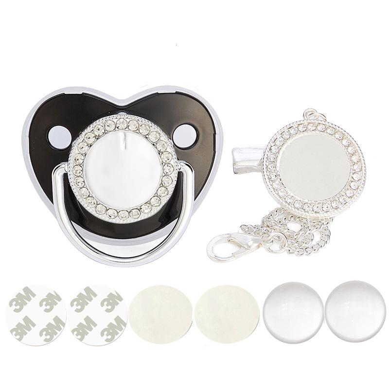 Серебристые термотрансферные стразы для детской соски 2022