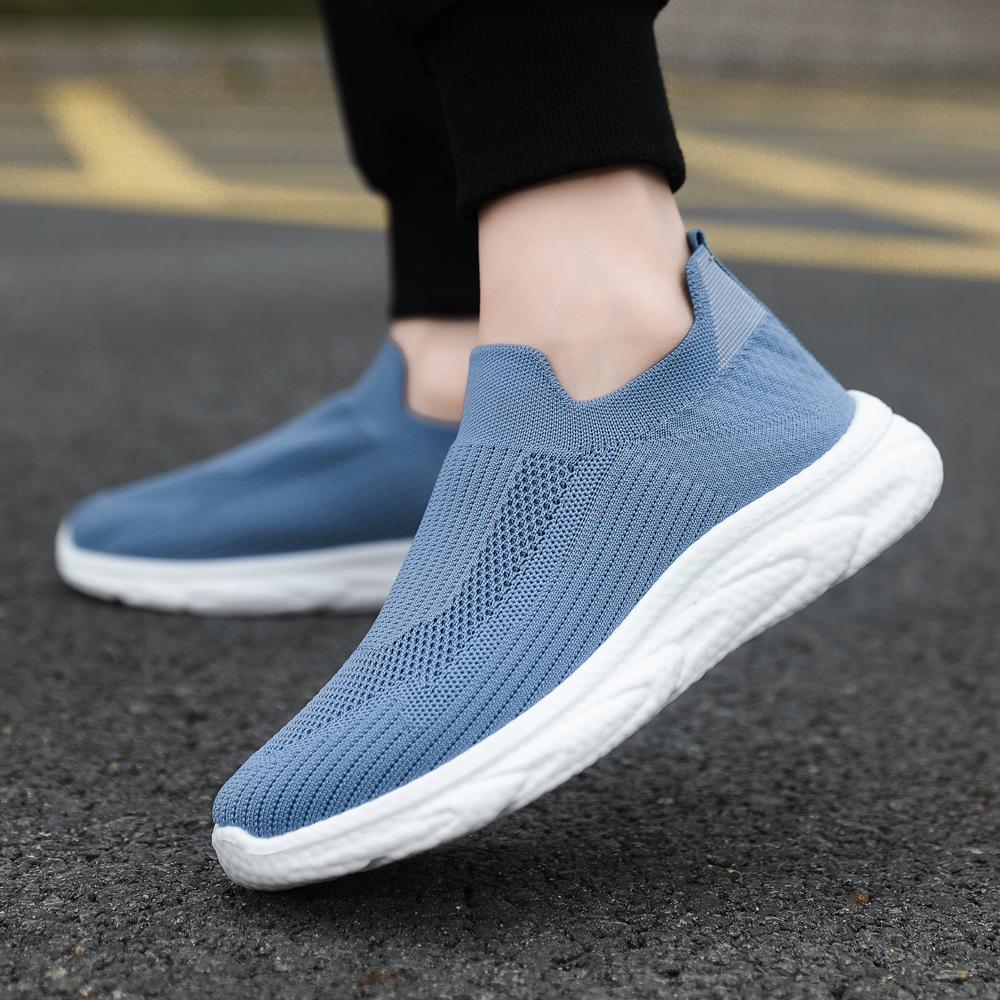 Обувь Мужская 2024 Новая повседневная обувь Кроссовки для бега Flying Weaving Кроссовки с мягкой подошвой Трендовые кроссовки Lazy Shoes One-pedal Single Sneakers