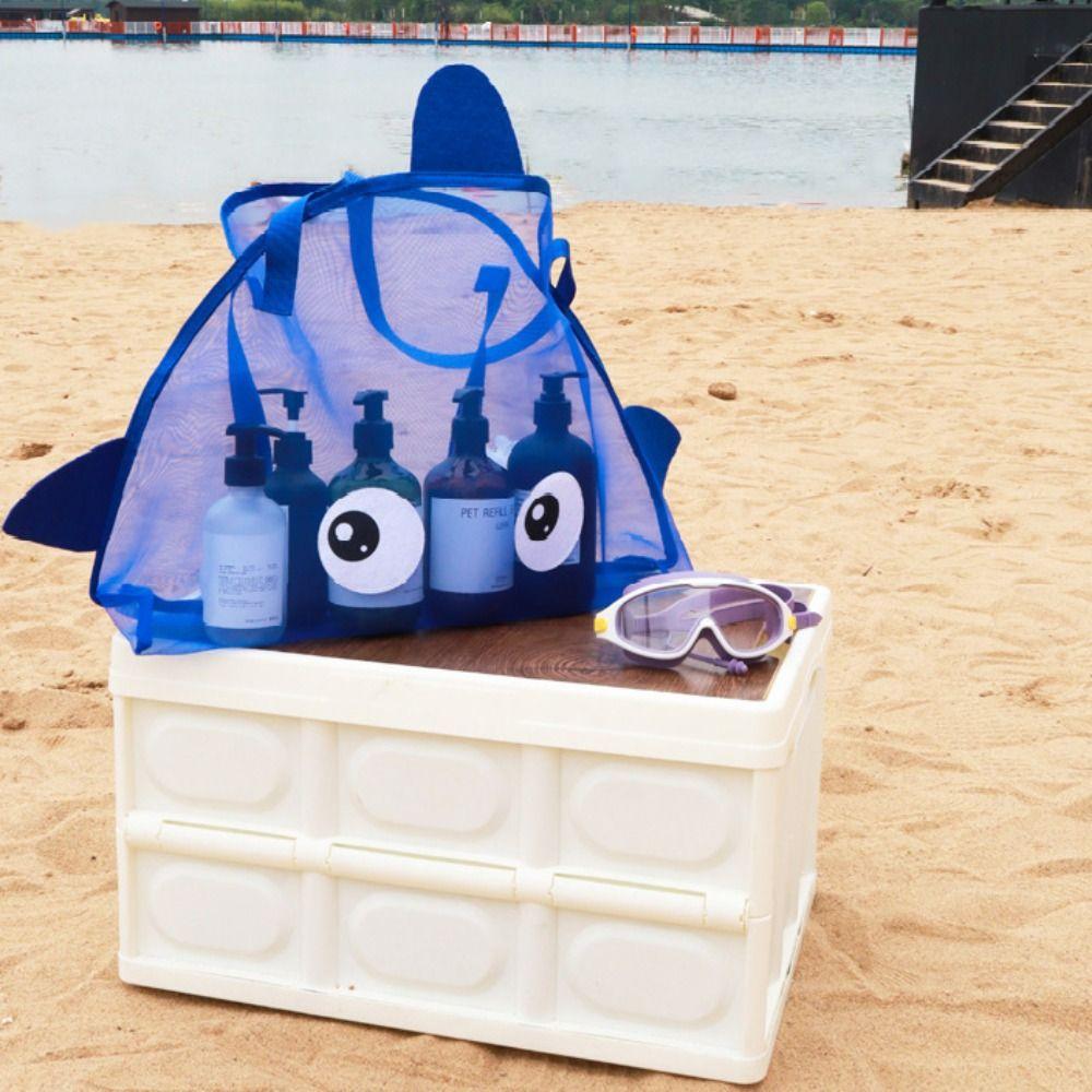 Large Capacity Summer Beach Bag Handheld Swim Toiletry Bag Mesh Bag Beach Travel Outdoor Sports