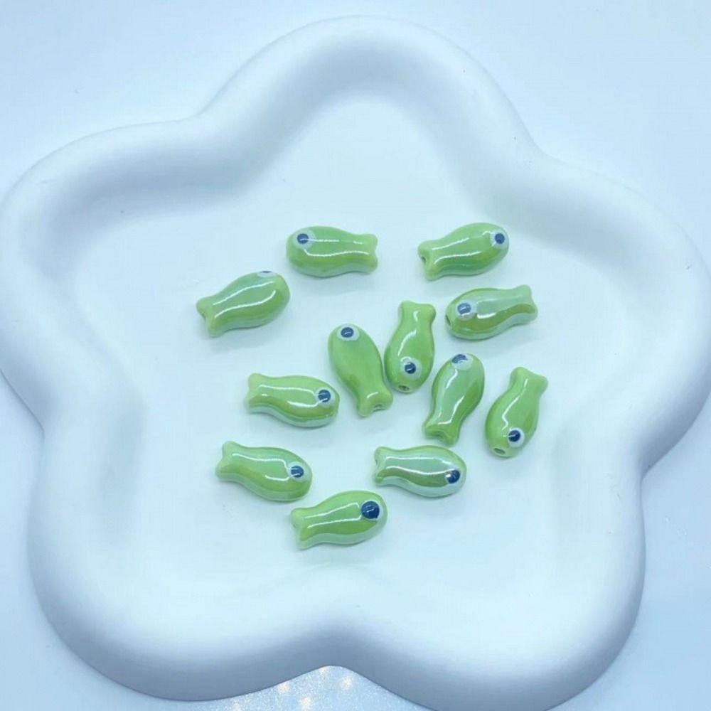10Pcs Cartoon Design Small Fish Beads Ceramic Jewelry Making Material  Gift