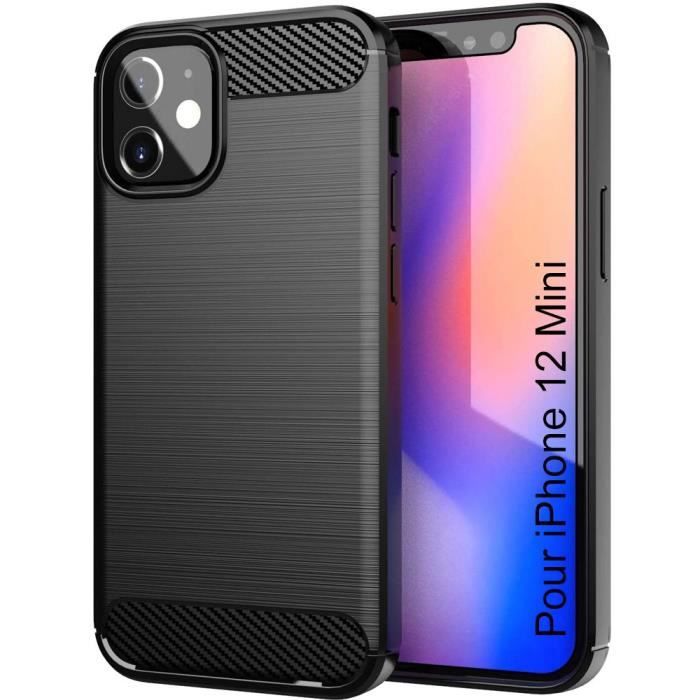 Protective Case - PROSHOP - for iPhone 12 Mini - Carbon Fiber Effect - Flexible - Black