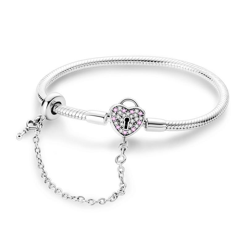 Bracelet Original 925 Sterling Silver Charm Bracelet 17-20CM Heart Love Family Star Moon Bracelet for Women Charm Jewelry Gifts