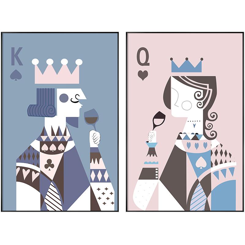 Современные креативные покерные карты King Card, холст, живопись, постеры и принты, игральные карты, художественные настенные панно для гостиной, спальни, прохода