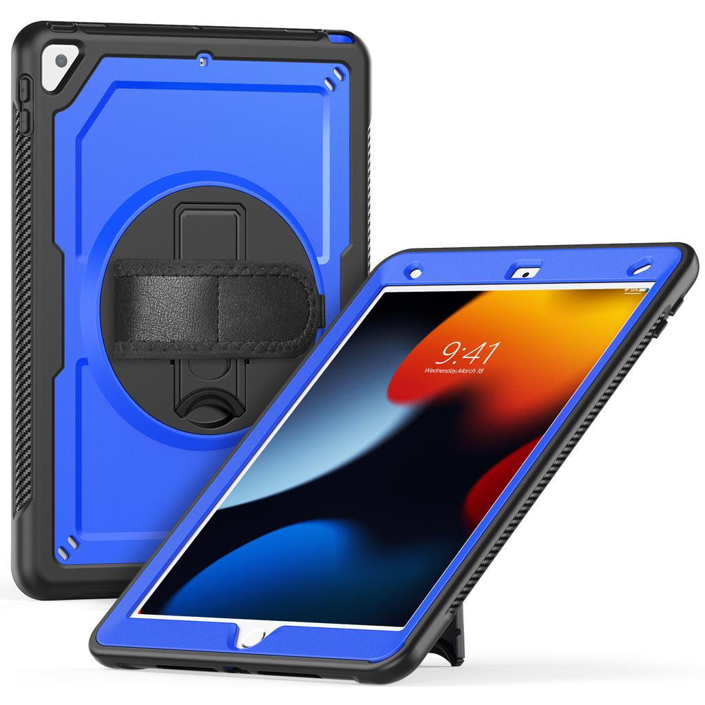 Tablet Case For iPad 10.2 (2021)/(2020)/(2019)/Air 10.5 inch (2019)/Pro 10.5-inch (2017) Kickstand PC TPE Cover with Hand Strap