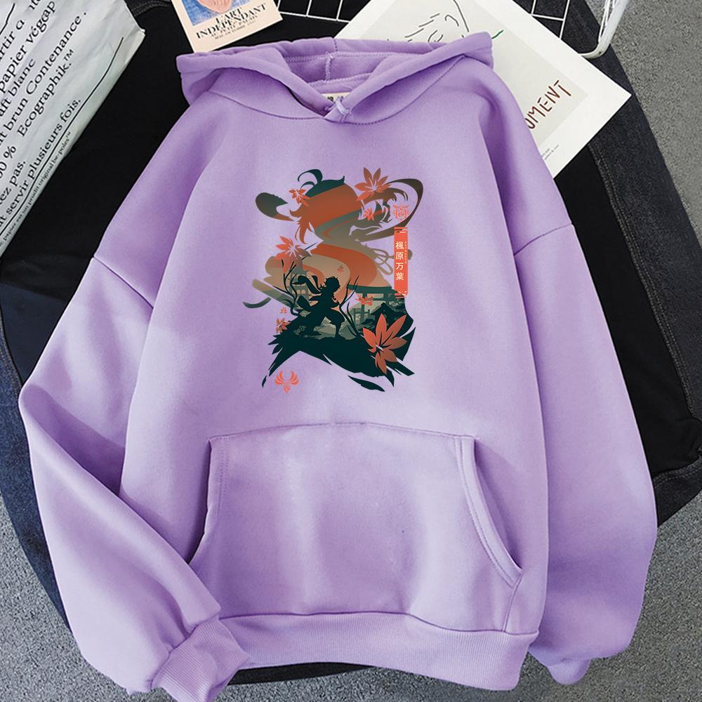 Толстовка Kazuha с капюшоном Genshin Impact с принтом Game Cartoon Hoody Kaedehara Kazuha Hoodies Women Long Sleeve Tops Girls Clothes
