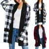 Women Open Front Long Knit Cardigan Sweater With Pockets