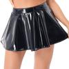 Womens Patent Leather Flared Skirt A Line Mini Design Invisible Zipper for Dance Performances
