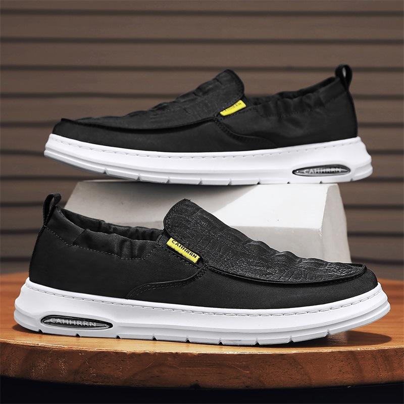 2024 new Japanese umbrella cloth shoes men's thin sewn sole breathable canvas shoes one pedal soft sole Doudou shoes men