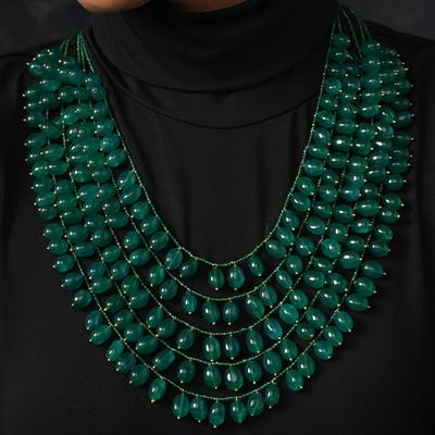 Комплект зеленых многорядных ожерелий, комплект ожерелий с зеленым камнем, ожерелье с зеленым изумрудом в стиле Джайпури, индийские свадебные украшения в стиле зеленого Джайпури