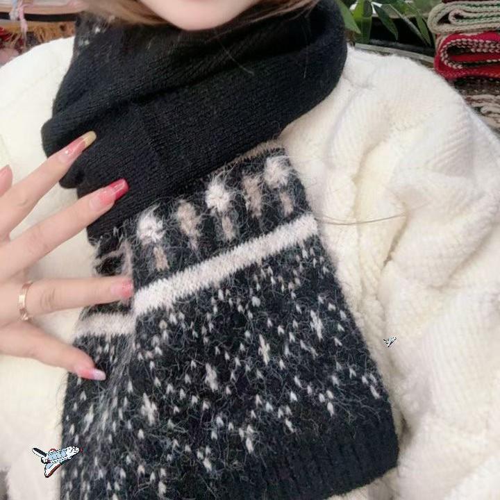 Высококачественный женский и парный красный шерстяной вязаный снуд - Теплый рождественский шарф для осени и зимы