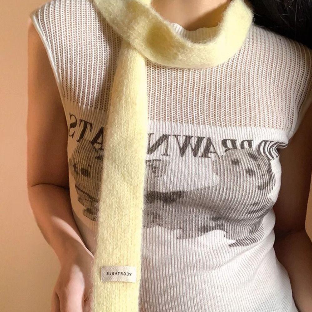 Soft Long Narrow Scarves Rainbow Color Harajuku Knitted Scarf Trendy Y2K Thin Scarf Girls