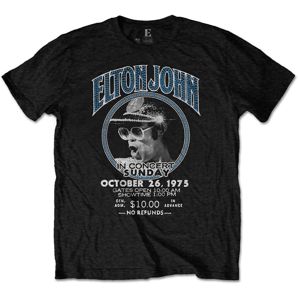 Men's Elton John Live In Concert Eco-Tee Vintage T-shirt Large Black