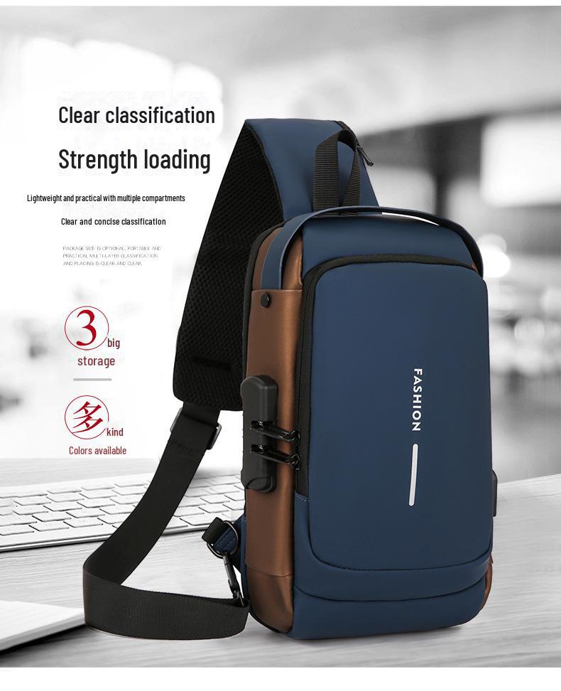 Men’s Anti-Theft Cross-Border Business Messenger Backpack - Large Capacity Shoulder & Chest Bag for Motorcycling.