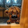 Highland Cow Window Corner Decoration 3D Printed Peeping Highland Cattle Home Office Living Room Door Window Frame Ornament
