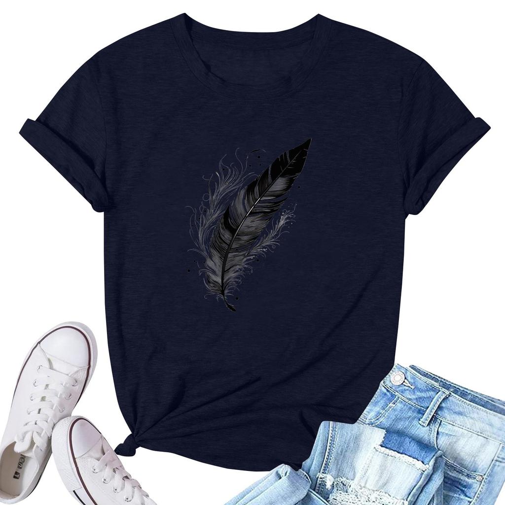 Женская модная повседневная плиссированная футболка с коротким рукавом с принтом