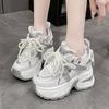 11CM Women Platform Sneakers Lace Up Sports Dad Shoes High Top Chunky Casual Shoes Woman Thick Bottom Mesh White Shoes