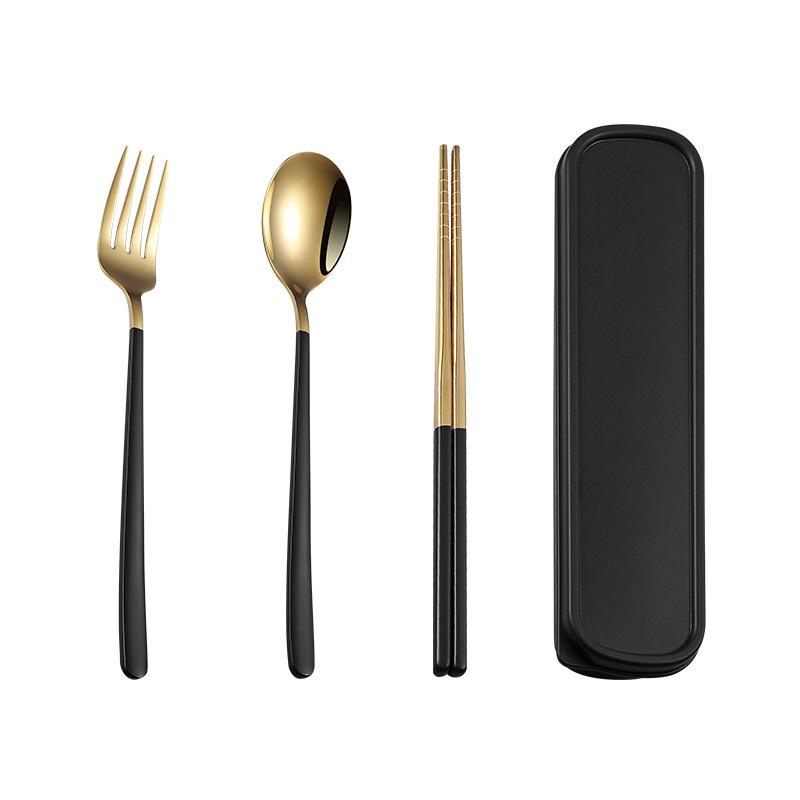 Нержавеющая сталь портативная столовая посуда корейские ложки палочки для еды вилки набор студенческий офисный рабочий походная дорожная посуда кухня