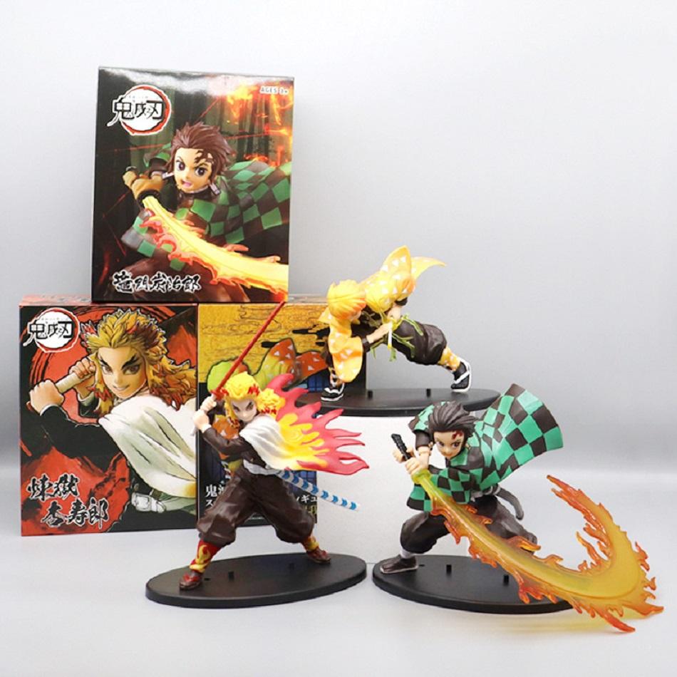 Hot 14-22cm Demon Slayer Anime Figure Tanjirou Agatsuma Zenitsu Kyoujurou Action Figural PVC Model collection Toy for Kids Gifts