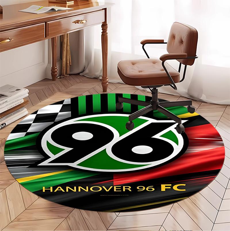 Hannover 96 Football Pattern Round Rug, Indoor/Outdoor Mat, for Picnic, Gameroom, Bedroom, Office, Living Room, Home Decor Carpet, Birthday Gift