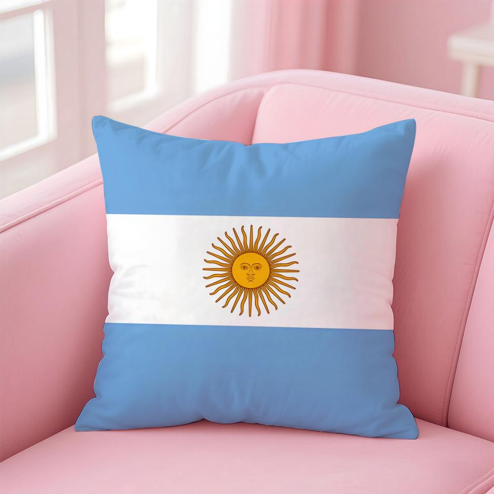 Honorary Proud Souvenir Nation AArgentina FLAG Cushion Cover Pillowcase Short Plush Invisible zipper Room Sofa Cushion Cover