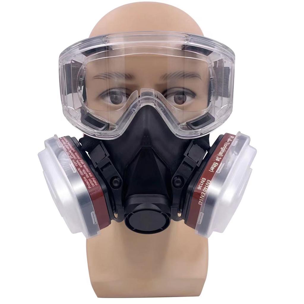 6200 Dust Gas Mask Anti-fog Safety Goggles Black Half Face Gas Respirator Epoxy Resin Painting Spray Polishing Work Safety