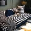 Autumn and Winter Simple Houndstooth Thick Plush Sofa Cushion Non-slip Sofa Cover Cover