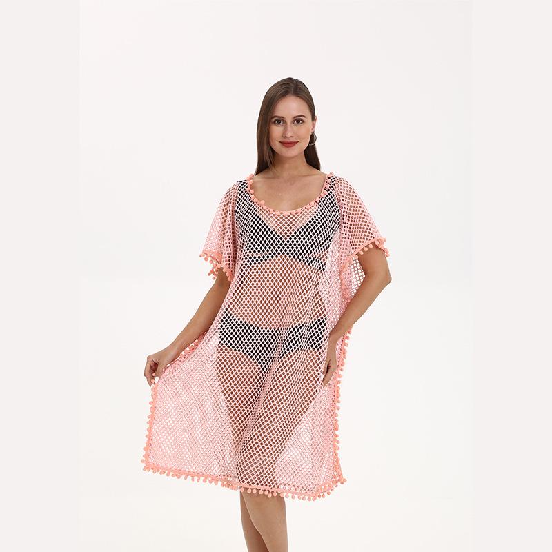 Women's Tassel Cardigan Beach Cover-Up Shawl: Sun Protection Bikini Cover, European & American Style, Hollow Out Design