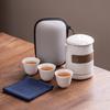 Suet Jade White Porcelain Travel Tea Set Portable Storage Bag High-end One Pot Three Cups Corporate Business Gifts