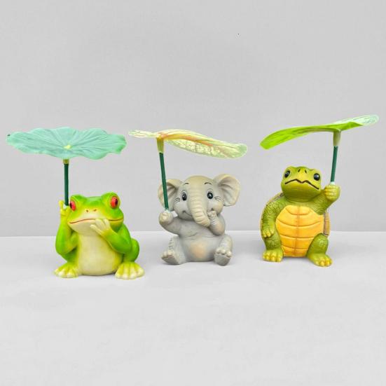 Садовое украшение Мультяшный слон Черепаха Лягушка Дизайн Водонепроницаемая полимерная скульптура животного Декор для сада Патио Балкона