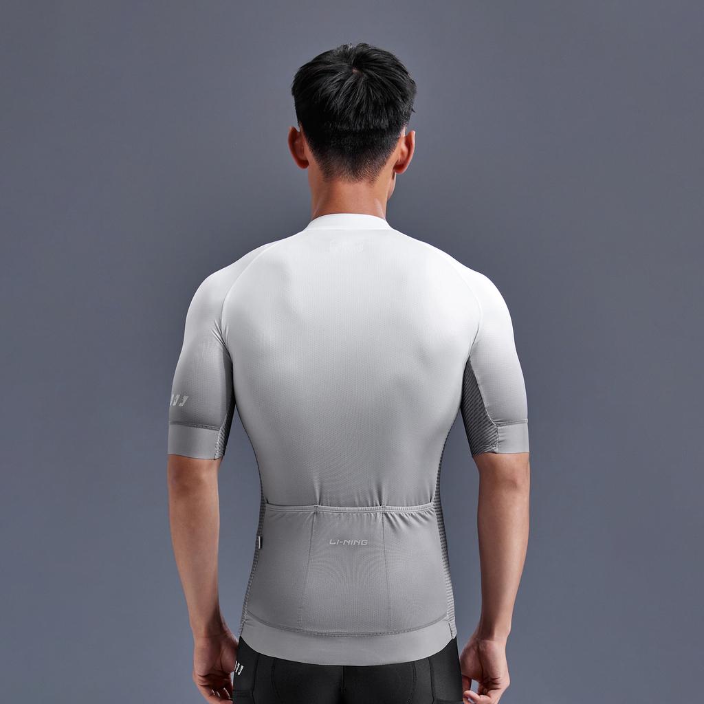Li Ning Comfortable Skin-Friendly Antibacterial Waterproof Shock Absorbing Breathable Cycling Suit Men Suits Gradient-White LCTY057-4+LCUK185-1