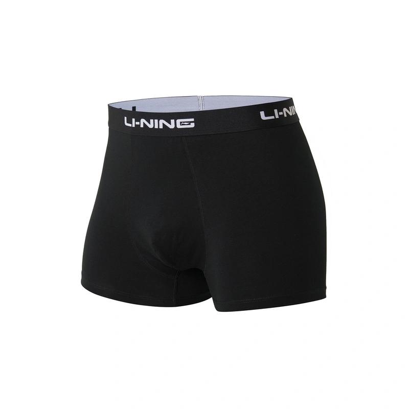 Li Ning Fitness Series логотип печати однотонные шорты-боксеры комплект из 4 пар мужских трусов черного цвета ANKS001-7