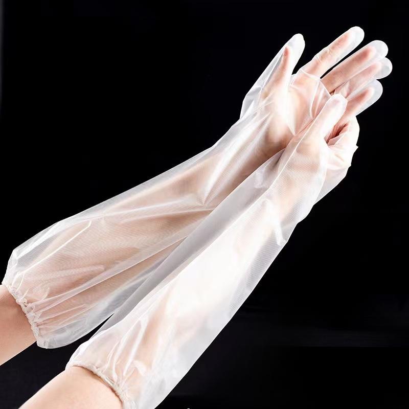 20pcs Household Arm - Protecting Gloves Kitchen - Used Food - Grade Extended Disposable Plastic Gloves Elastic Drawstring Long - Arm Gloves