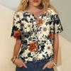 Women's Fashion Casual Short Sleeve Print Round Neck Pullover Top Blouse